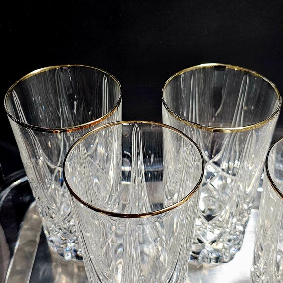 5 Mikasa Regal Court Gold Highball Glasses 5.5" luxury glassware 90s crystal vtg - Picture 4 of 12
